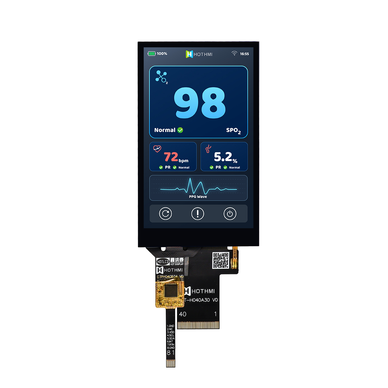 4.0 Inch 480x800 Transflective TFT Display With Touchscreen ST7701 Sunlight Readable LCD Module
